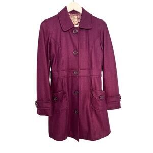 Tulle Women's Wool Blend Pea Coat Purple Small